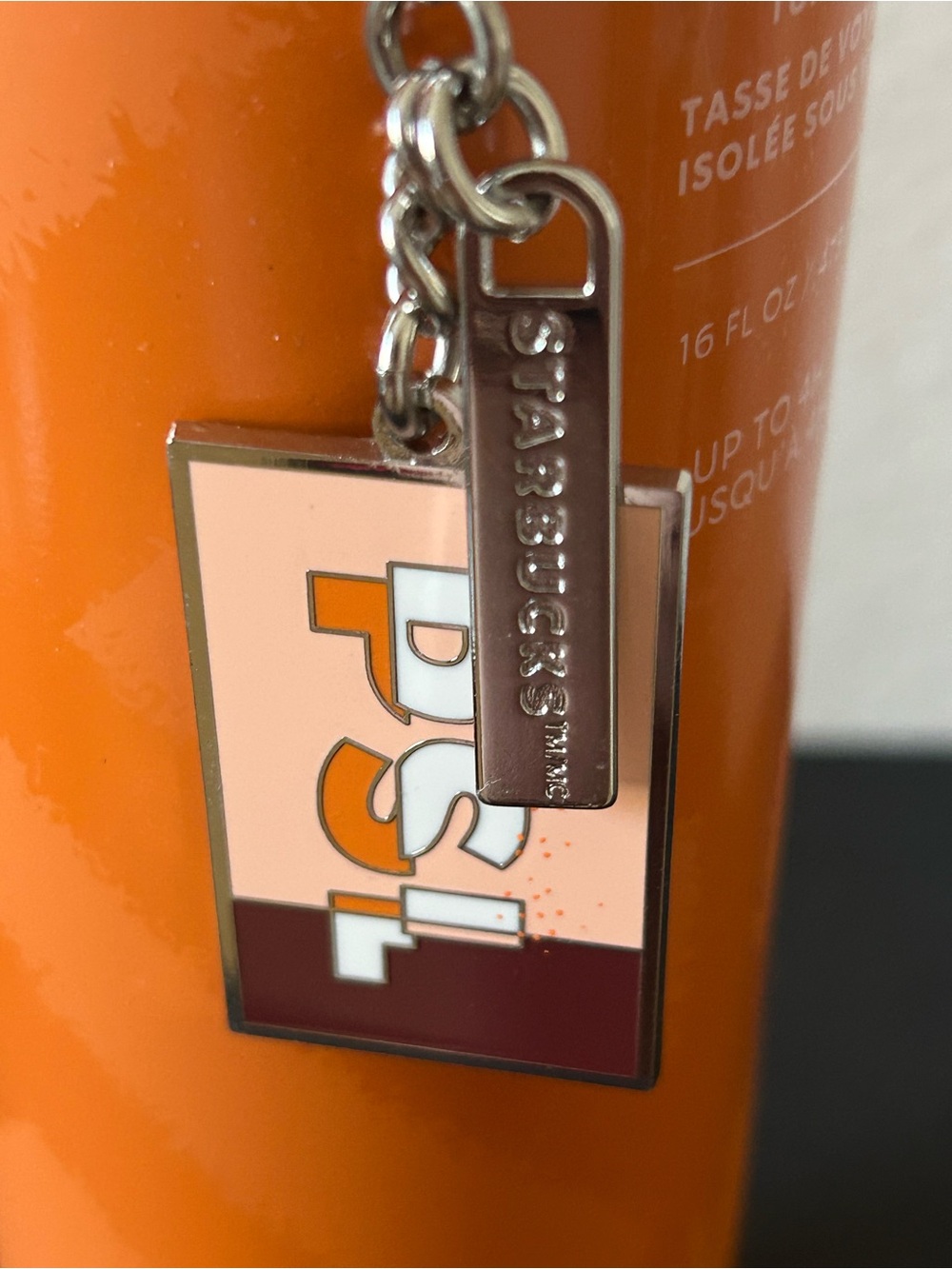 Starbucks PSL Orange Vacuum Insulated Tumbler with Keychain Charm - Picture 3 of 5